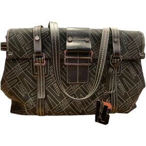 Gianni VERSACE VERSUS Large Carryall Tote Satchel in Black & Silver hardware